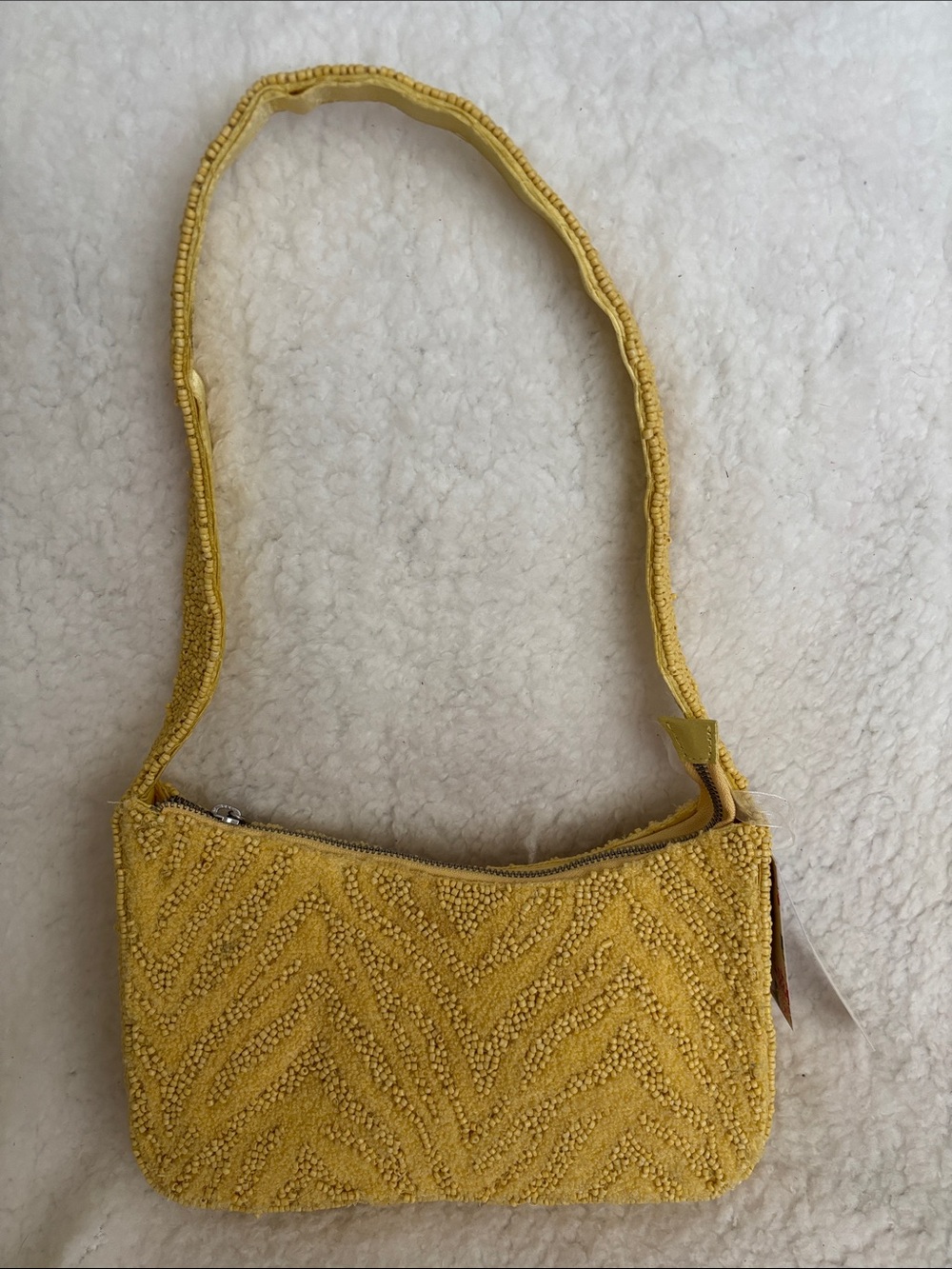 Yellow Beaded Shoulder Bag - Handmade India - Picture 3 of 8